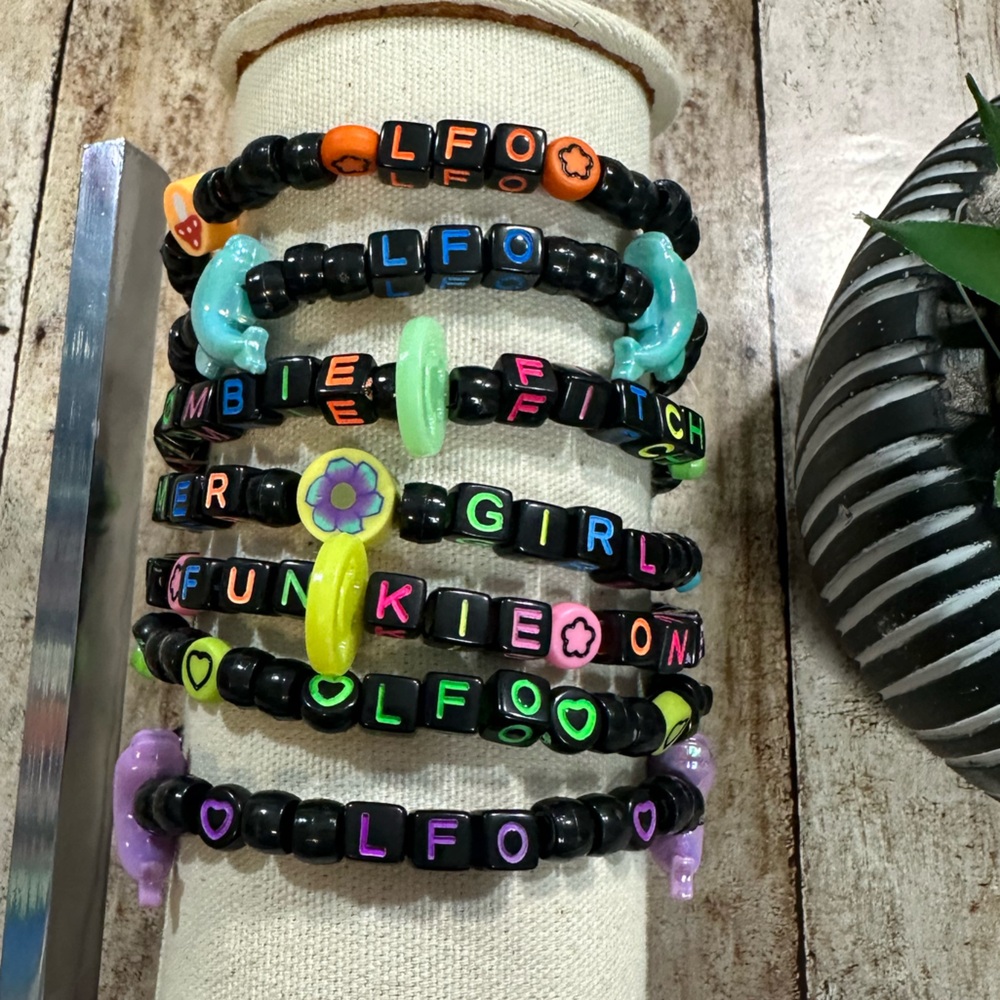 LFO 90s inspired beaded friendship bracelets hand crafted (y2k Kandi homemade)